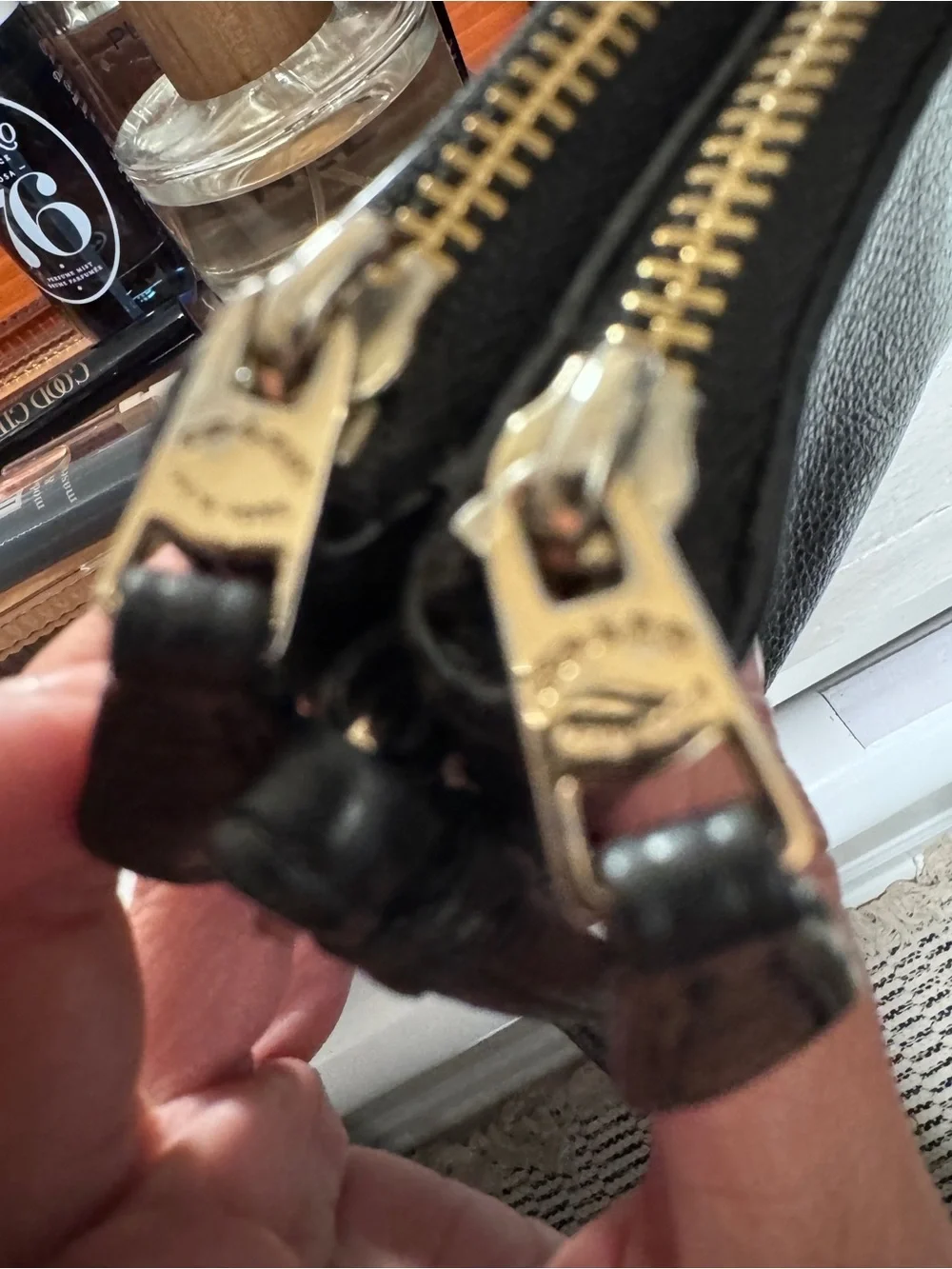 Coach black leather wristlet